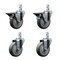 Service Caster 4'' Gray Polyurethane Wheel Swivel 3/4'' Square Stem Caster Set 2 Brakes, 4PK SCC-SQ20S414-PPUB-GRY-PLB-34-2-S-2 - alternate 1